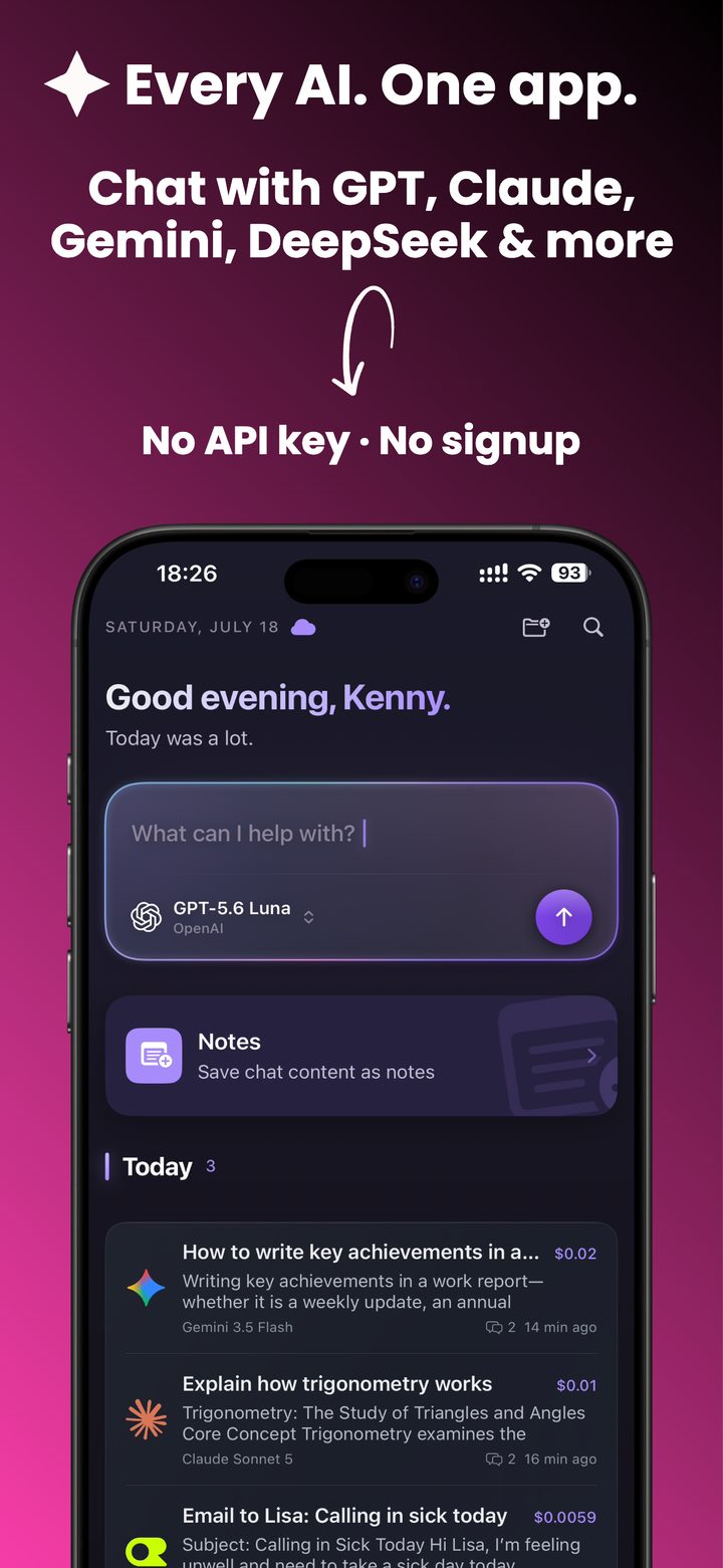 Oriveo App Store preview 1: Every AI. One app.